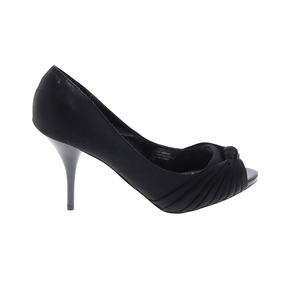White House Black Market Black Satin Peep Toe Heels in Size 9M